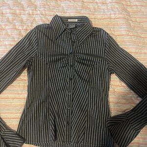 Express Black and Gray Striped Shirt